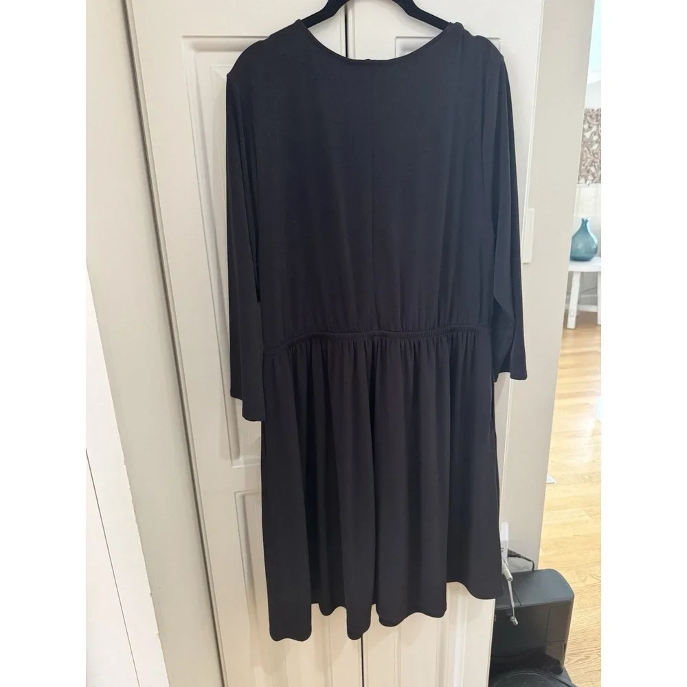 Womens Lane Bryant Black‎ Plus Size Dress Size 18/20 V Neck 3/4 Sleeve